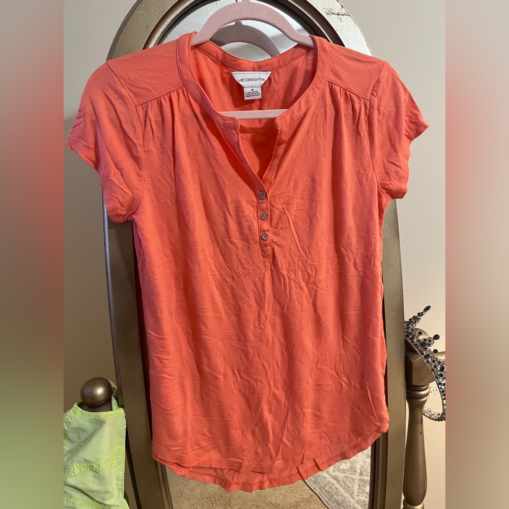 Women’s Liz Claiborne Coral Short Sleeve Blouse